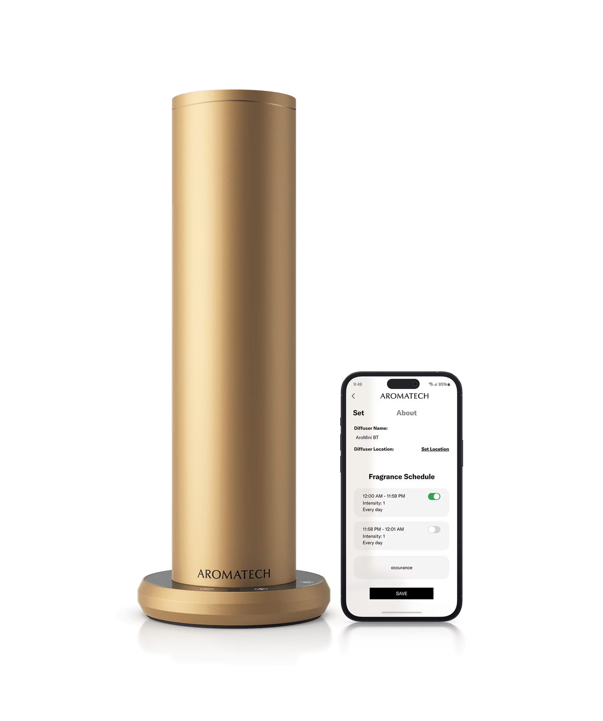 AromaTech New AroMini BT Plus Scent Diffuser w/Bluetooth Cold-Air Diffusion Scent Machine for Home, Office, Hotel, Spa Nebulizing Diffusion System for Essential Oil Blends (Black)