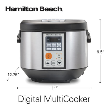 Hamilton Beach Digital MultiCooker, 20 Cup Rice Cooker, Slow Cooker, Steamer Saut, Hot Cereal, Soup, & More