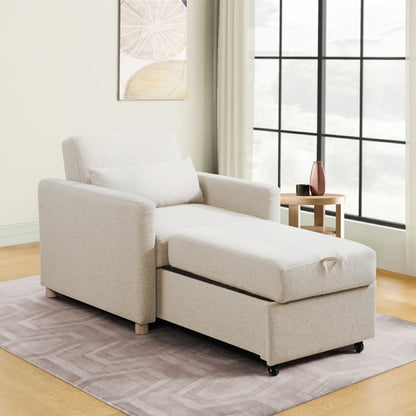 Serta Carly Scandinavian Style Convertible Chair, Ivory Fabric