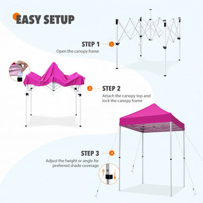 EAGLE PEAK 5x5 Pop Up Canopy Tent Instant Outdoor Canopy Easy Set-up Straight Leg Folding Shelter（Blue）
