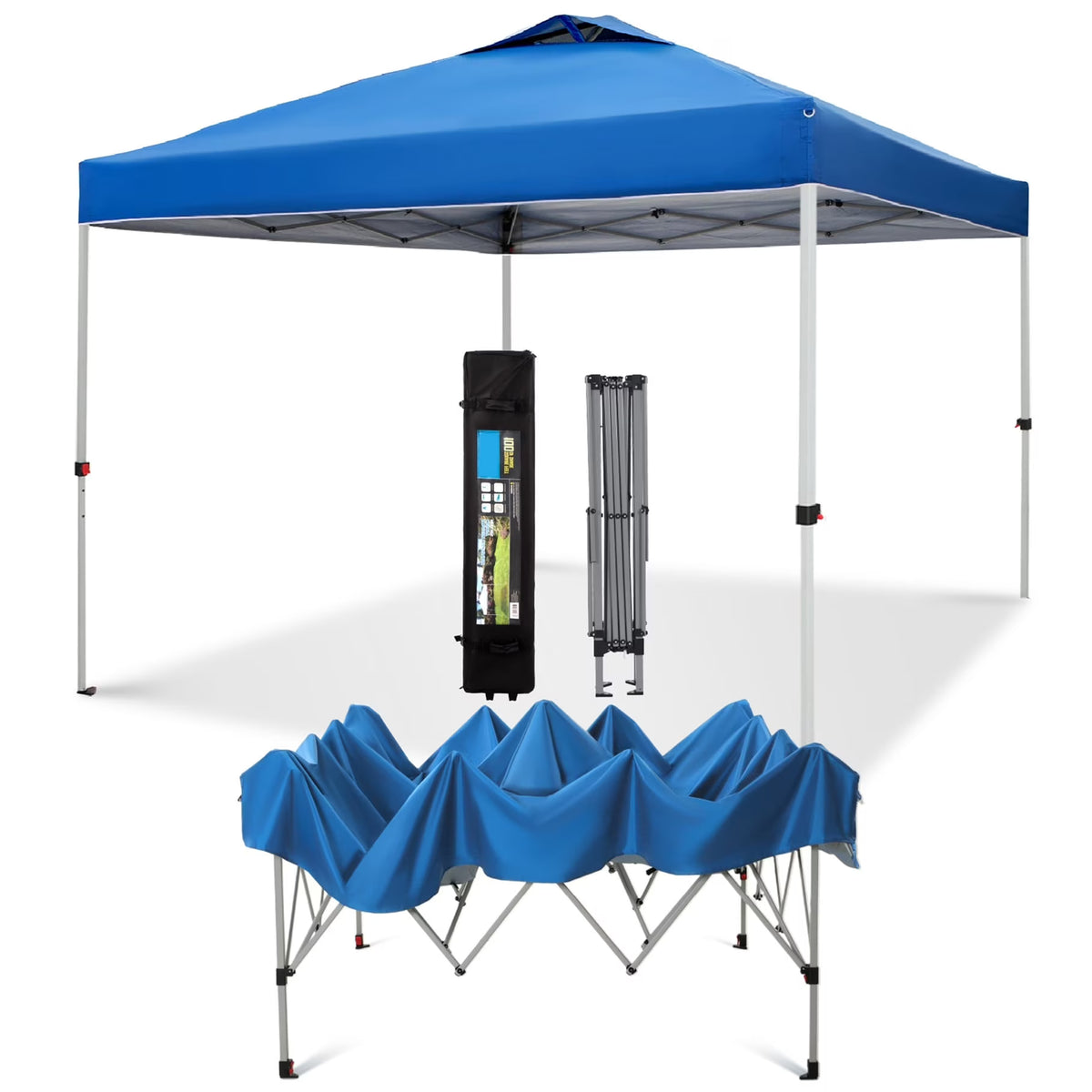Phi Villa 10ft x 10ft Blue Pop Up Outdoor Canopy, Waterproof