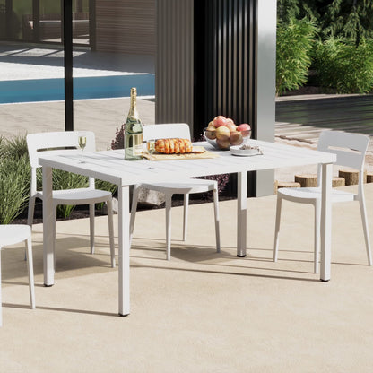 WestinTrends Playa 59" Iron Metal Outdoor Rectangular Patio Dining Table For 6, Olive Green