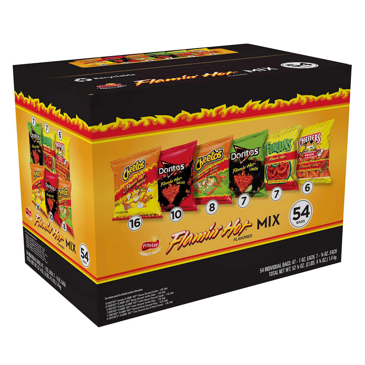 Frito-Lay Flamin' Hot Mix, Variety Pack, 54-count