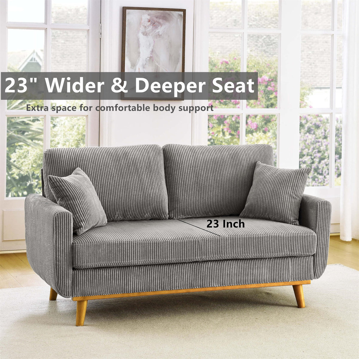 Aukfa 68" Small Sofa Couch Comfy Mid Century Modern Loveseat Sofa for Living Room Bedroom, Cream