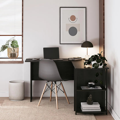 Ameriwood Home L Shaped Desk with Side Storage, Black Oak