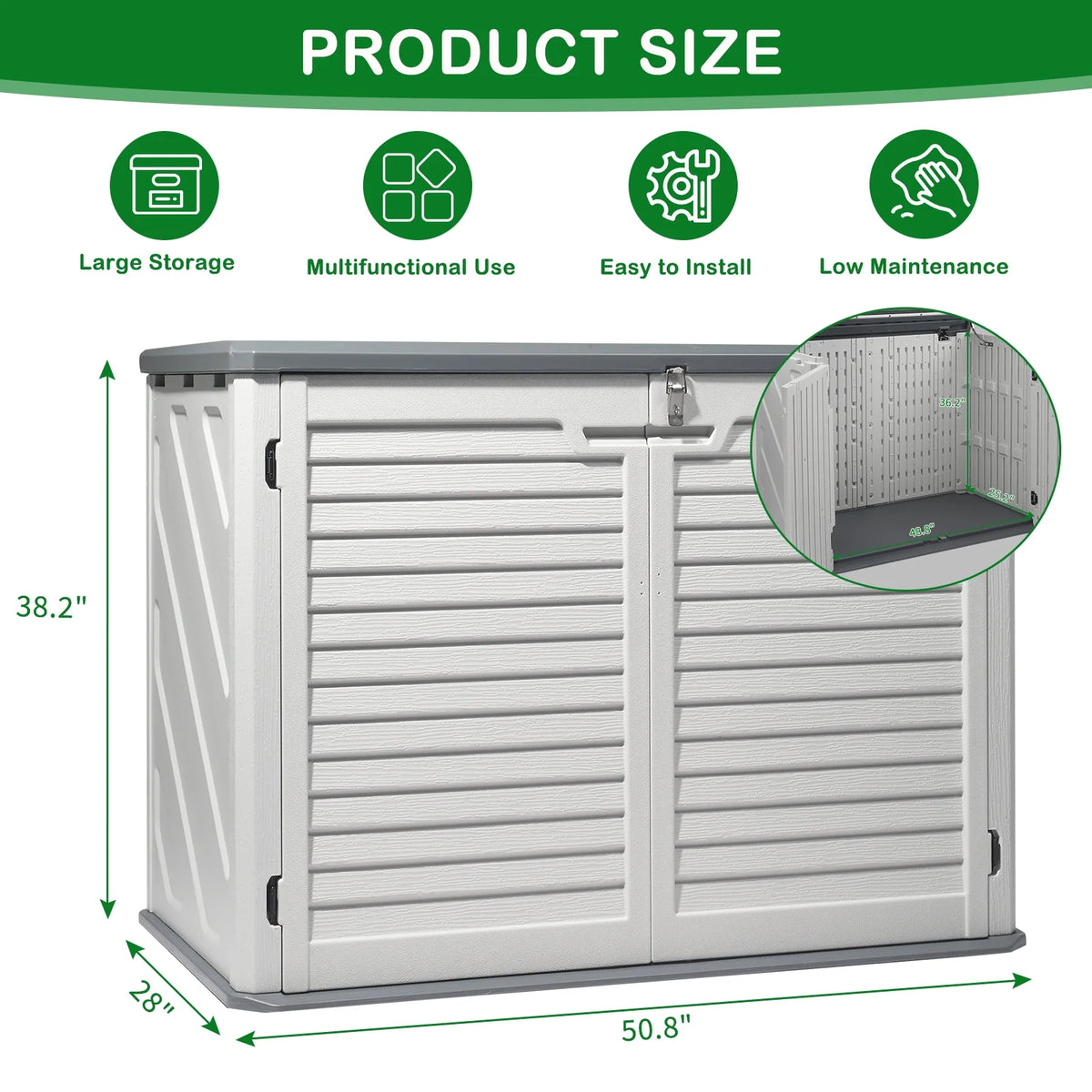 EasingRoom 260 Gallon Storage Deck Box Courtyard White