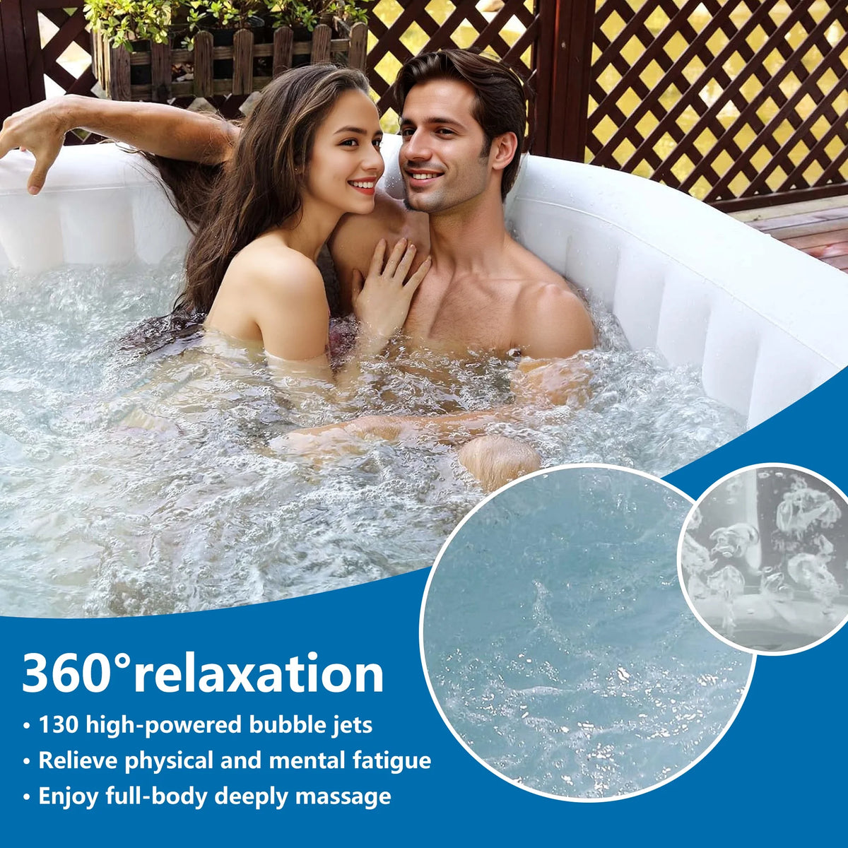 73 inch 4-6 Person Inflatable Hot Tub Spa with Control Panel, Outdoor Portable Hottub with 130 Jets, Insulated Tub Cover and Floor Protector, Temperature up to 104F, Gray