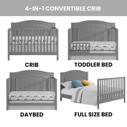 Oxford Baby North Bay 4-in-1 Convertible Crib, Snow White, GREENGUARD Gold Certified, Wooden Crib