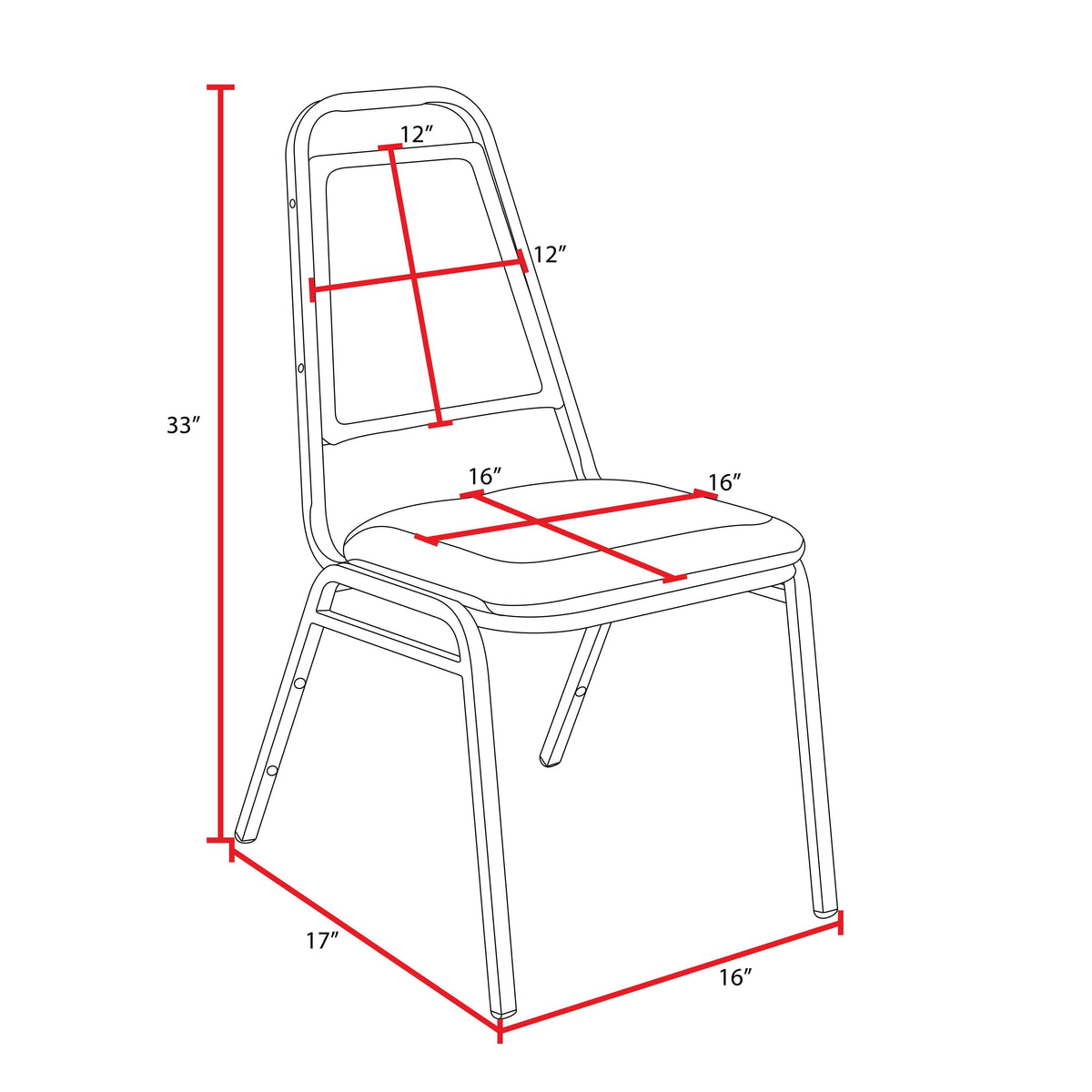 Regency Restaurant Stack Chairs,Black,PK40 8029BK40PK