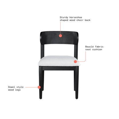 Beautiful Drew Dining Room Chair by Drew Barrymore, Rich Black Finish, 2 Pack