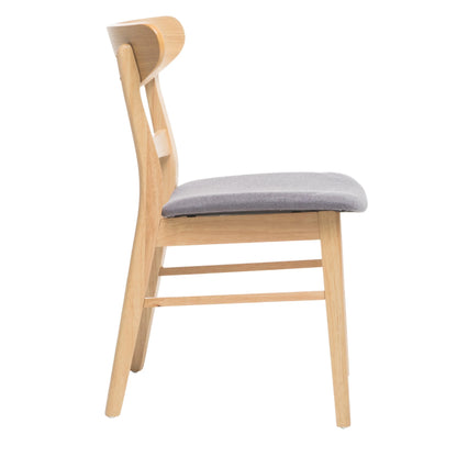 GDFSTUDIO Mid Century Modern Fabric Upholstered Rubberwood Dining Chairs, Set of 2, Dark Gray and Walnut