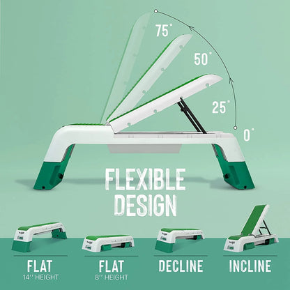 Yes4All Multifunctional Fitness Aerobic Step Platform and Aerobic Deck, Green and White