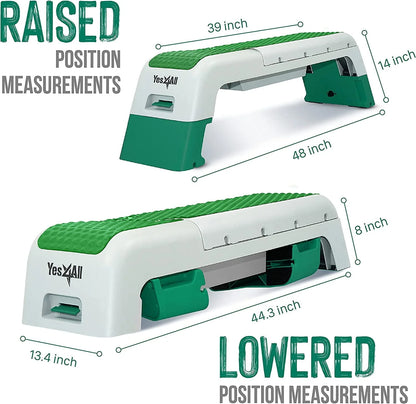 Yes4All Multifunctional Fitness Aerobic Step Platform and Aerobic Deck, Green and White
