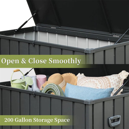 100 Gallon Outdoor Storage Deck Box Waterproof, Large Patio Poolside Storage Bin for Outside Cushions, Throw Pillows, Garden Tools (Dark Gray)