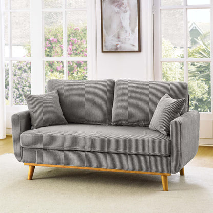 Aukfa 68" Small Sofa Couch Comfy Mid Century Modern Loveseat Sofa for Living Room Bedroom, Cream