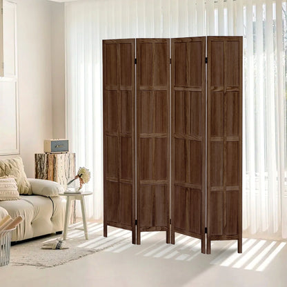 Aletheiawu 4 Panel Room Divider Wall and Folding Privacy Screens No Installation Required White