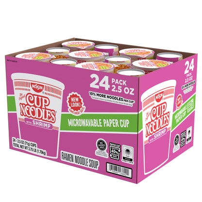 Nissin Cup Noodles, Shrimp, 2.5 oz, 24-count