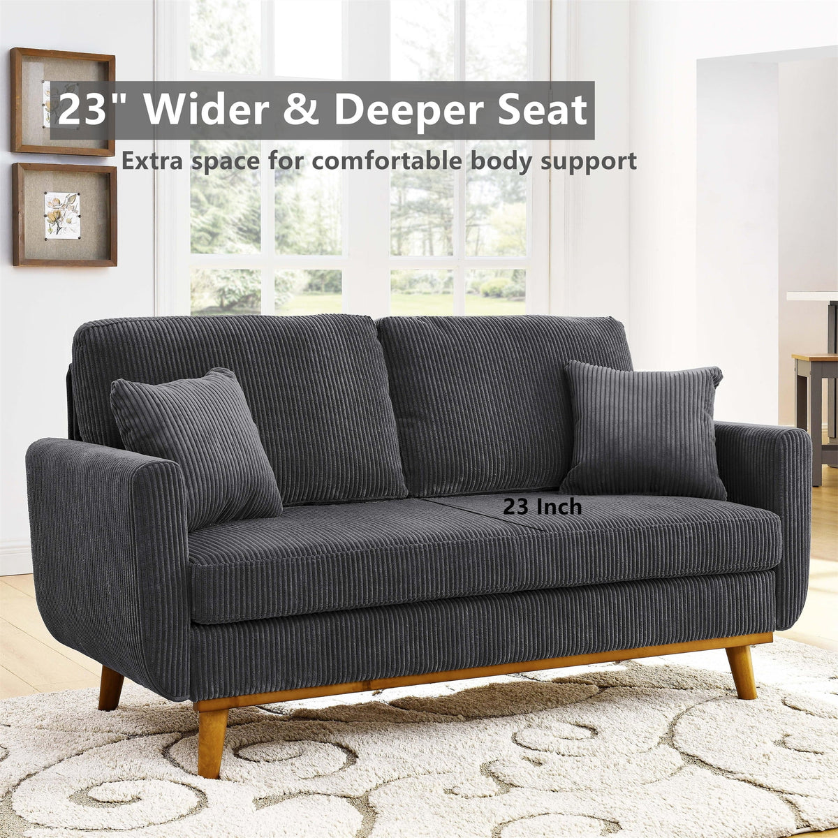 Aukfa 68" Small Sofa Couch Comfy Mid Century Modern Loveseat Sofa for Living Room Bedroom, Cream