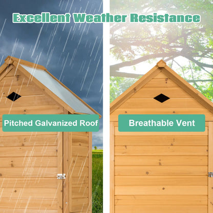 Gymax Outdoor Storage Shed Lockable Wooden Garden Tool Storage Cabinet W/ Shelves