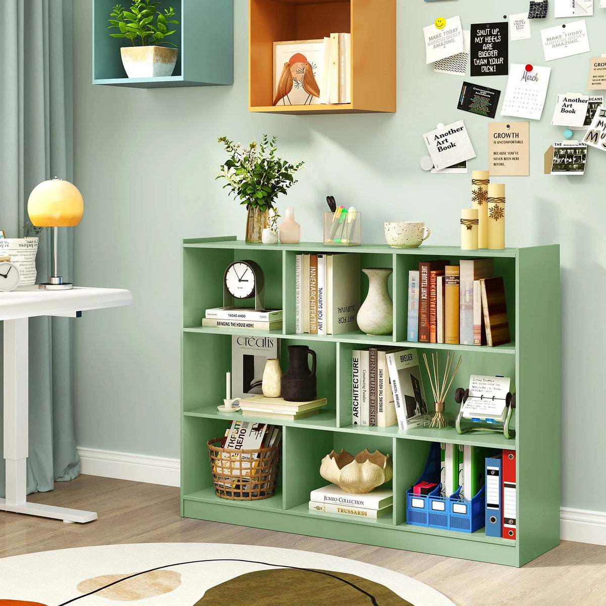 Costway 3-tier Open Bookcase 8-Cube Floor Standing Storage Shelves Display Cabinet White