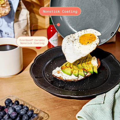 Beautiful 12pc Ceramic Non-Stick Cookware Set with Strainer Lids, White Icing by Drew Barrymore