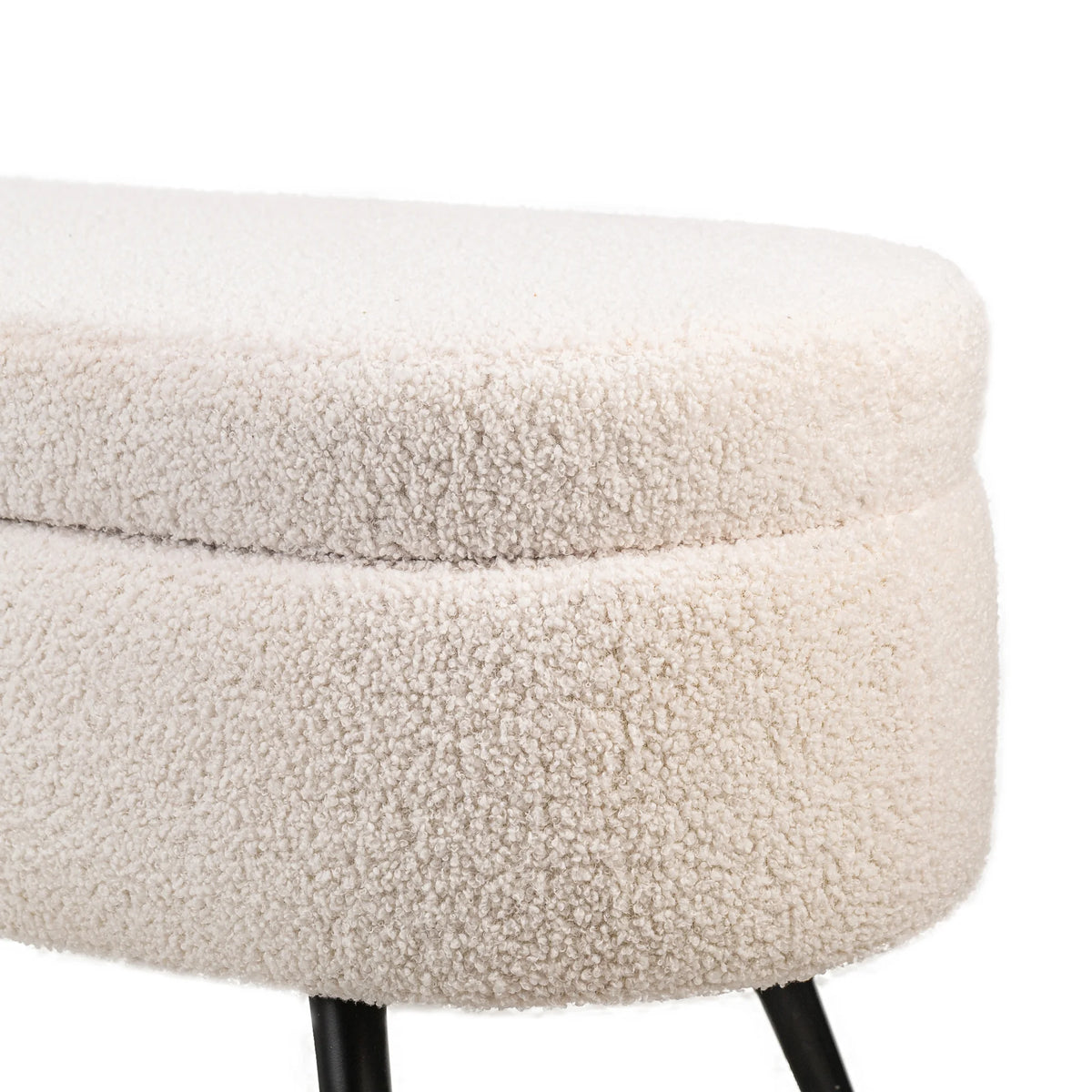 Metal and White Boucle Storage Bench Modern Design Style Entryway