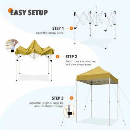 EAGLE PEAK 5x5 Pop Up Canopy Tent Instant Outdoor Canopy Easy Set-up Straight Leg Folding Shelter（Blue）