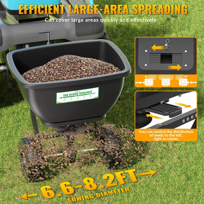 200LB Tow Behind Broadcast Spreader, Fertilizer Spreader Holds up to 550 lbs with 13" Pneumatic Tires and Adjustable Flow Control Lever,for Fertilizer, Grass Seed, Salt, Ice Melt, Lawn