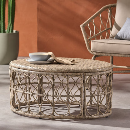 Christopher Knight Home Bruce Outdoor Wicker Coffee Table by  Light Brown