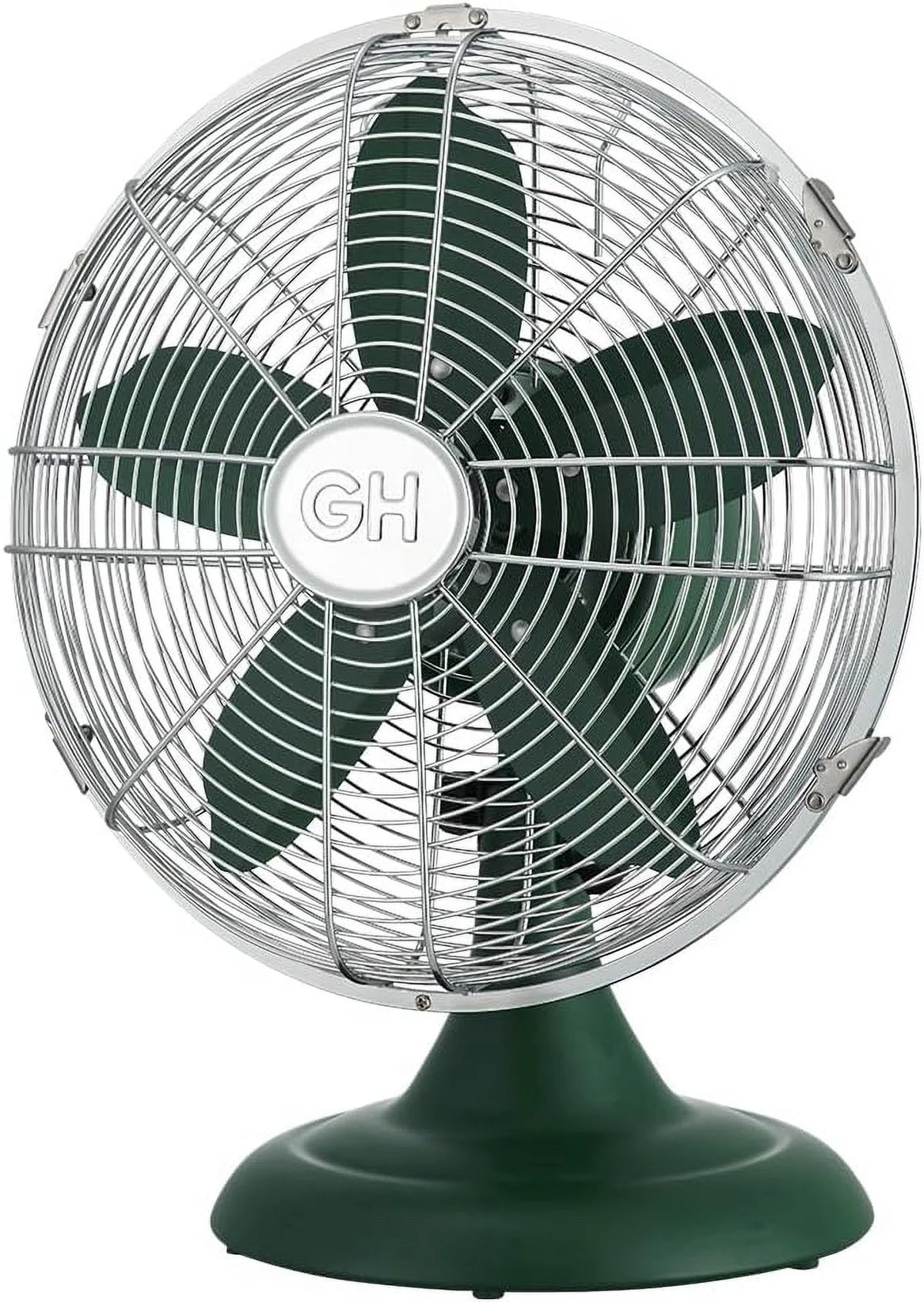 Good Housekeeping Retro All-Metal Table Fan (92618) with 3 Speed Settings, Wide Oscillation, and Carrying Handle