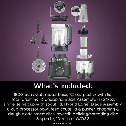 Ninja Detect Kitchen System Power Blender + Processor with Blend Sense Technology, Silver, TB400