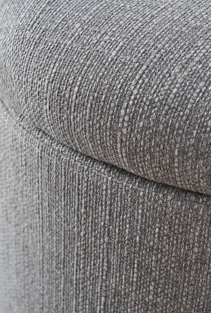 Better Homes & Gardens Round Tufted Storage Ottoman, Gray Faux Linen