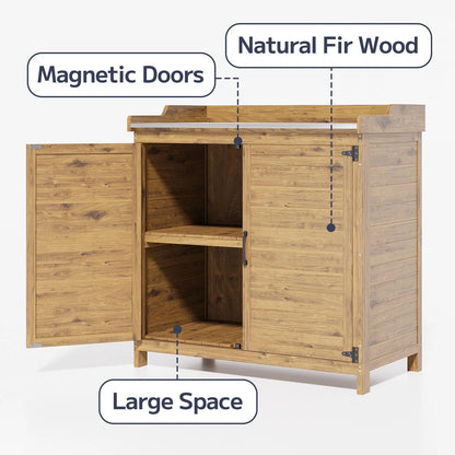 Asofer Outdoor Storage Shed, Storage Cabinet Clearance, Wooden Tool Shed, Deck Cabinet for Outside Patio Lawn