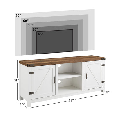 Walker Edison Modern Farmhouse Barn Door TV Stand for TVs up to 65", Grey Wash