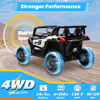 Joyracer 4WD 24 Volt Ride on Toys, 2 Seater Power Car wheels UTV with 800W Motors, Remote Control, Bluetooth Music, Spring Suspension, LED Light, Pink