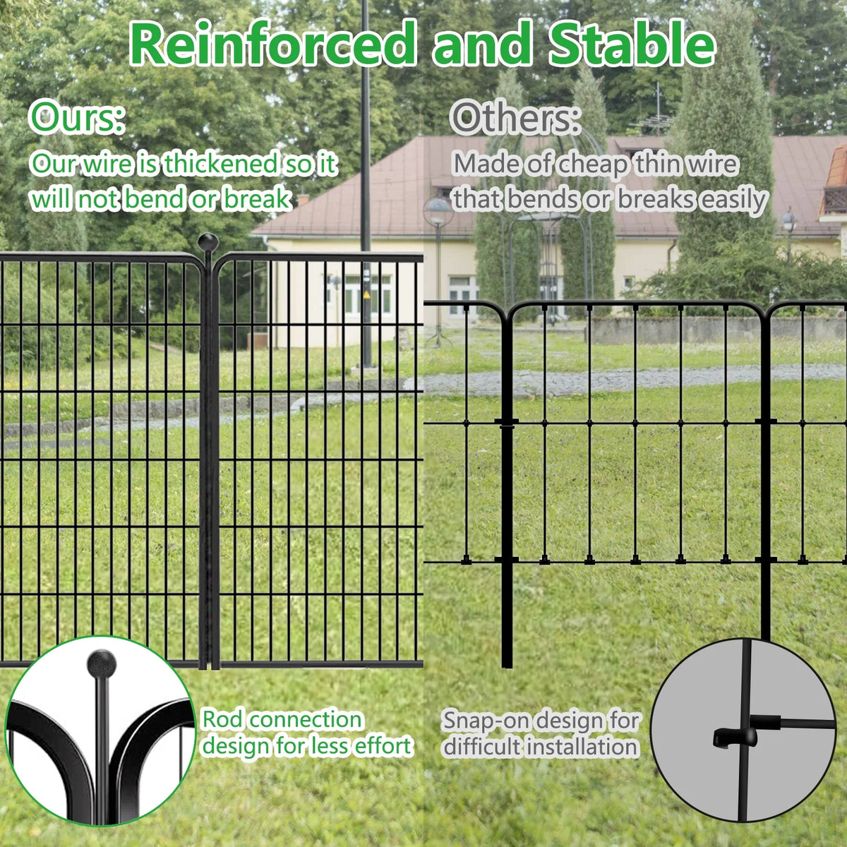 Txh001 Metal Garden Fence 28ft(L) 40in(H) Animal Barrier Metal Decorative Garden Fencing with Gate