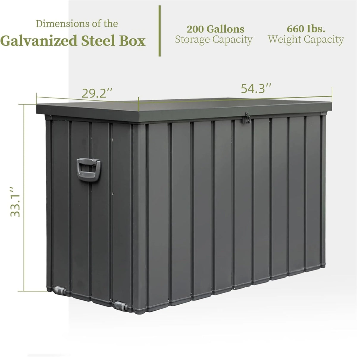 100 Gallon Outdoor Storage Deck Box Waterproof, Large Patio Poolside Storage Bin for Outside Cushions, Throw Pillows, Garden Tools (Dark Gray)