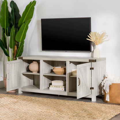 Walker Edison Modern Farmhouse Barn Door TV Stand for TVs up to 65", Grey Wash