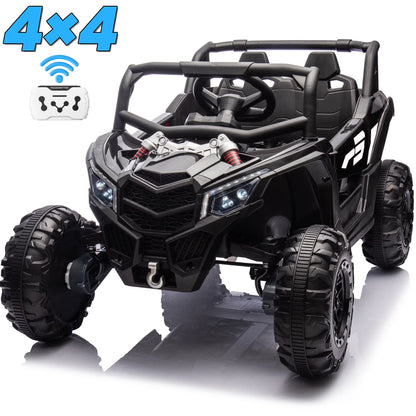 Joyracer 4WD 24 Volt Ride on Toys, 2 Seater Power Car wheels UTV with 800W Motors, Remote Control, Bluetooth Music, Spring Suspension, LED Light, Pink