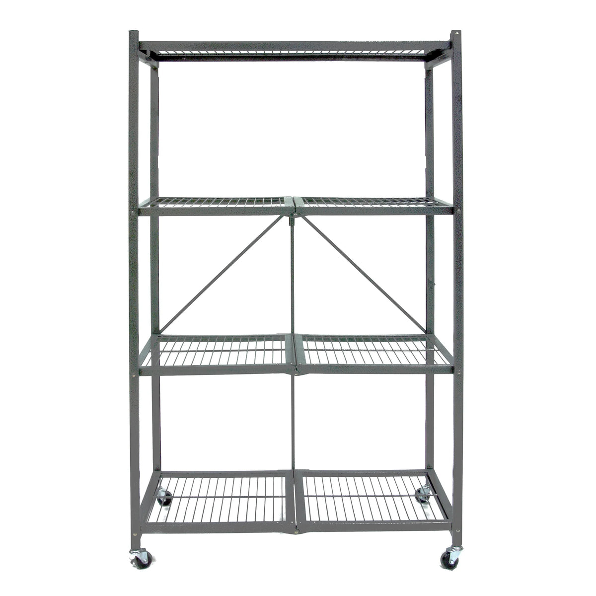 Origami 2-Pack R5 Series Heavy-Duty 4-Tier Foldable Steel Shelf, Pewter