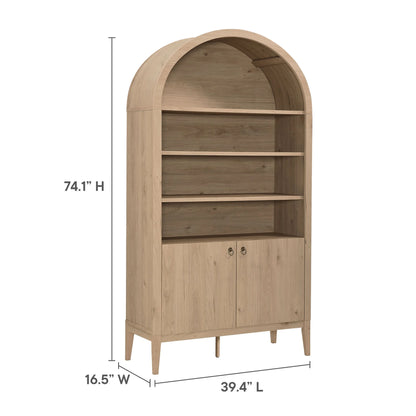 Modway Nolan 74" Tall Arched Storage Display Cabinet Bookshelf in Black