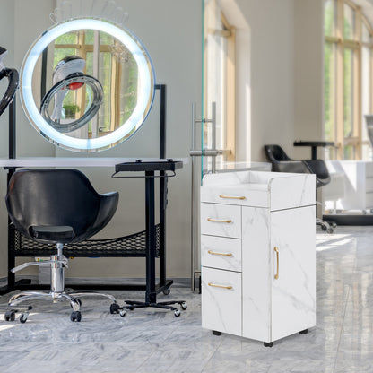 BarberPub Salon Trolley, Hair Styling Rolling Utility Cart with Storage Drawer