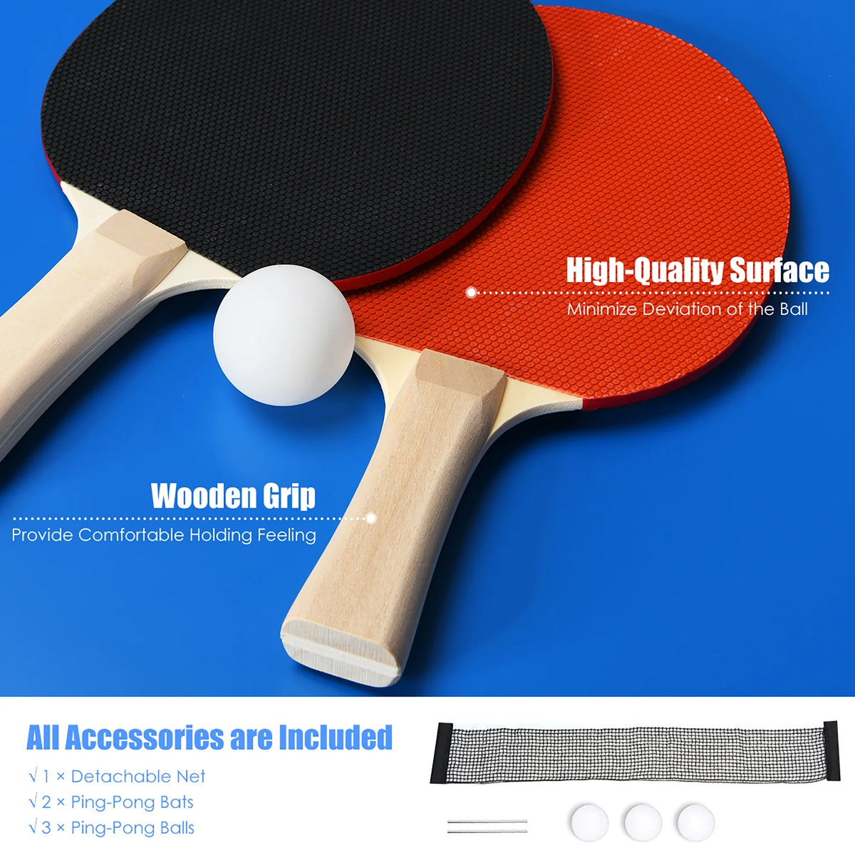 Goplus 6’x3’ Portable Tennis Ping Pong Folding Table w/Accessories Indoor Outdoor Game