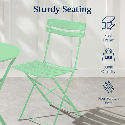 Best Choice Products 3-Piece Small Bistro Set, Folding Patio Furniture Set of 2 Chairs and Table - Black