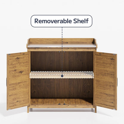 Asofer Outdoor Storage Shed, Storage Cabinet Clearance, Wooden Tool Shed, Deck Cabinet for Outside Patio Lawn