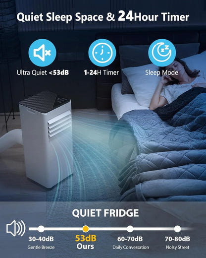 Portable Air Conditioners with cooling/dehumidification/fan/sleep mode,4-IN-1 Portable AC with 24H Timer & Remote Control & Window Kit,8000 BTU