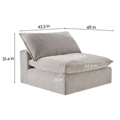 Sereen Fabric Armless Chair, Taupe