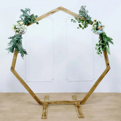 Efavormart 7FT Rustic Square Wedding Arch Wooden Backdrop Stand, Wedding Ceremony Arch - Brown