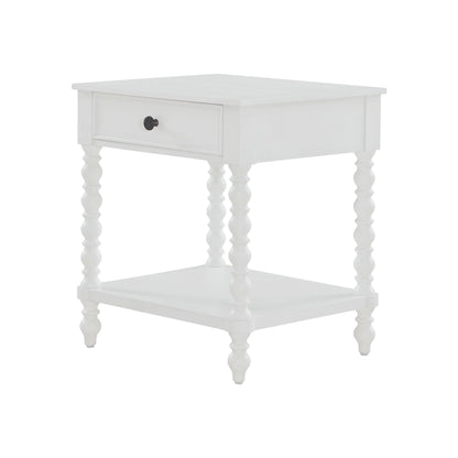 Pioneer Woman Harper Spindle Nightstand with USB Charging Ports, Adults and Teens, White Finish