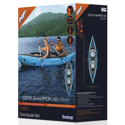 Hydro-Force Cove Champion X2 Inflatable Kayak - Two-Person Kayak Set (10 0 Long)